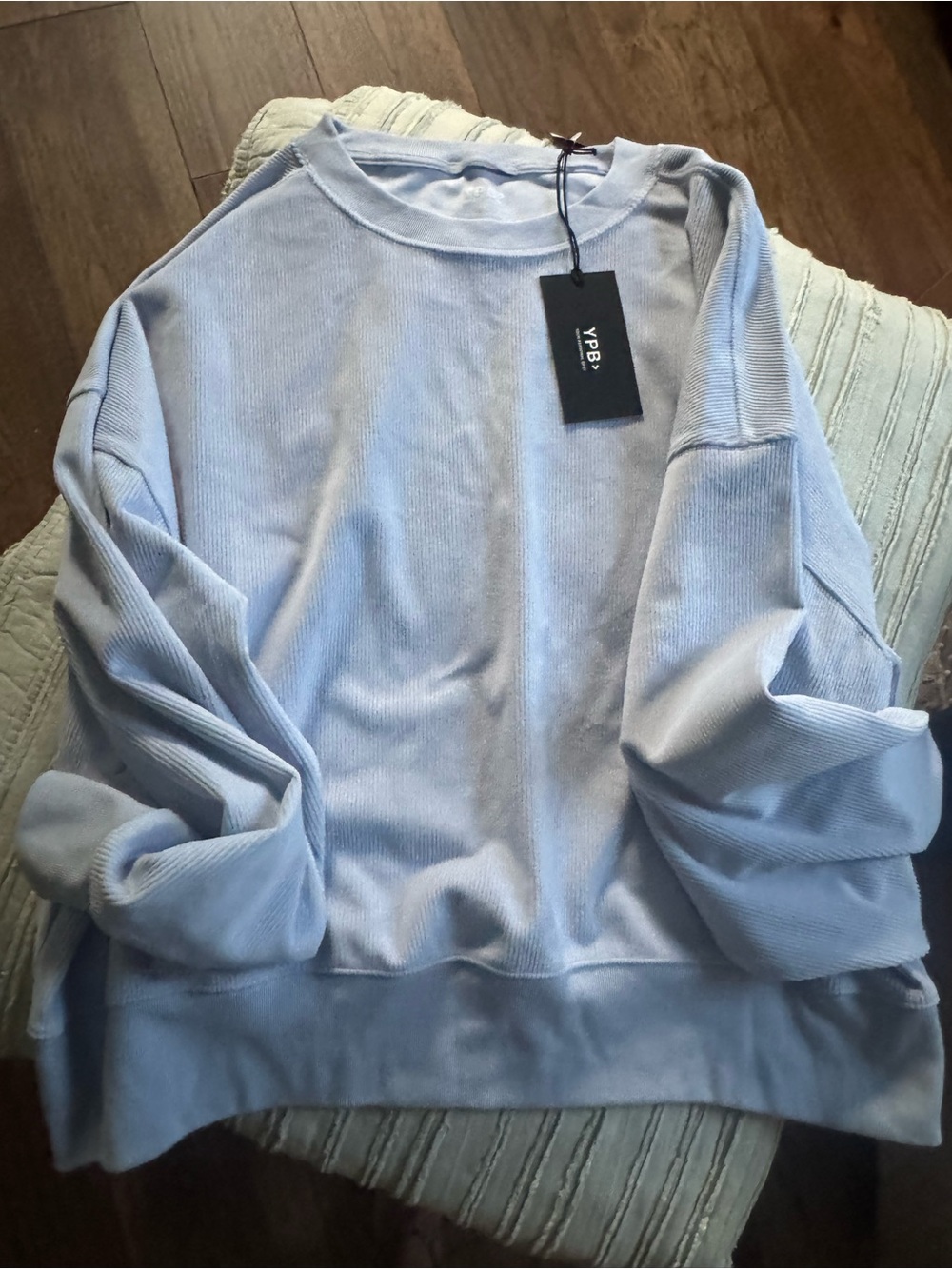 Abercrombie & Fitch Light Blue ribbed Crewneck YPB Sweatshirt